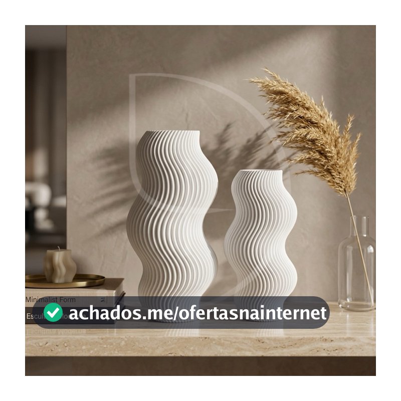 Kit 2 Vasos Decorativos Ondulados Para Sala, Quarto, Cozinha Impressão 3D