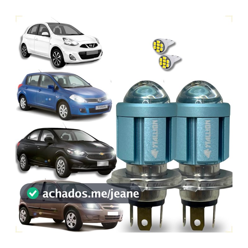 Kit de Farol H4 Led Stallion ST‑G301 6500K Super Branca Alto e Baixo Carro Celta Prisma Tiida March