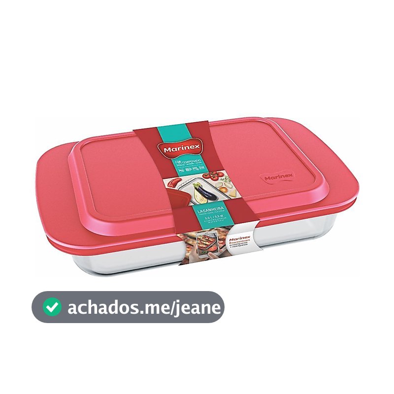 Assadeira Retangular 5L Lasanheira c/Tampa Vermelha Marinex