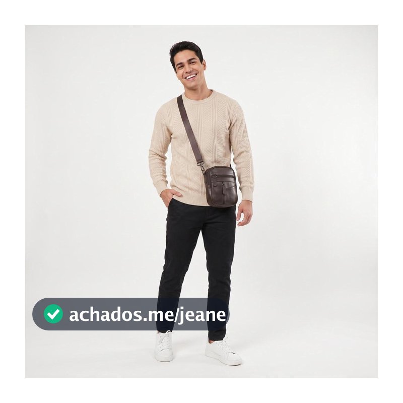 Bolsa Shoulder Bag Masculina em Couro Legítimo