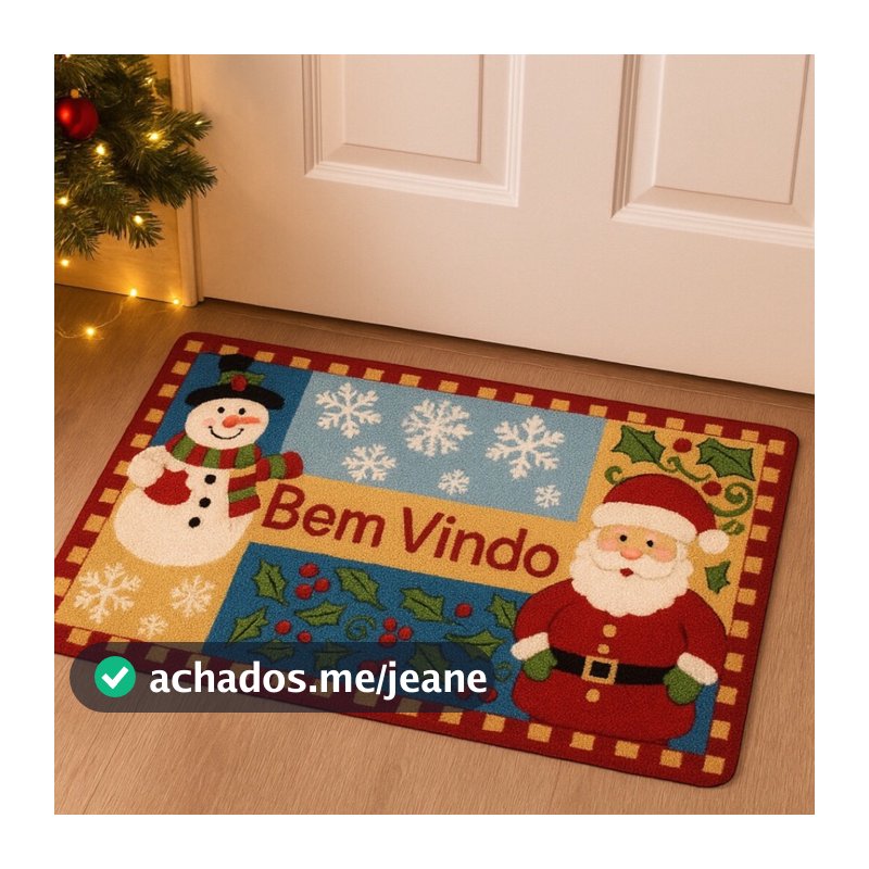 Tapete Porta Boucle Natalino 60x40 Decorativo Enfeite Natal
