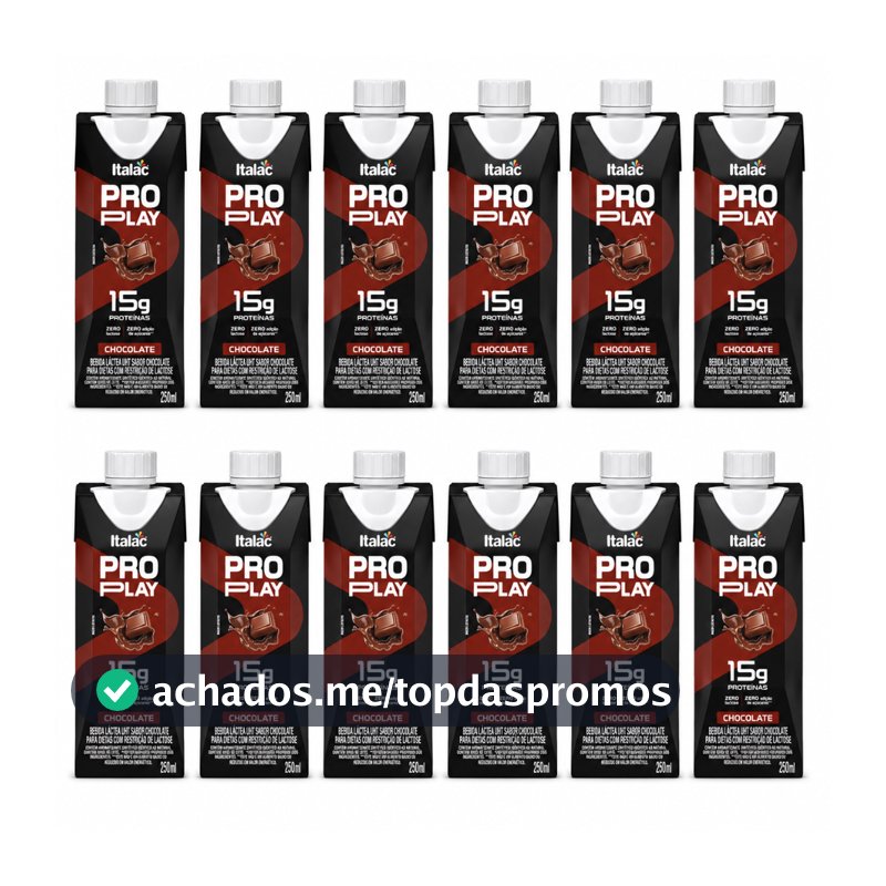 12 Pro Play Italac  250ml | 15g Proteína Zero Lactose Bebida Proteica Original