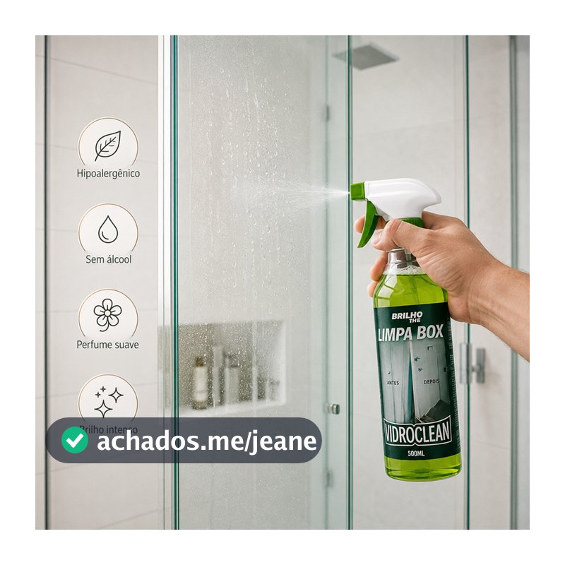 Limpa Box Banheiro Blindex 500ml Remove Calcário Gordura Mancha Vidro Brilho Profissional