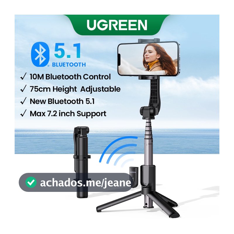 Suporte Para Tripé UGREEN Bluetooth Selfie Stick 750mm Extendido 10m  Universal iPhone 14/14 pro/Samsung/Huawei