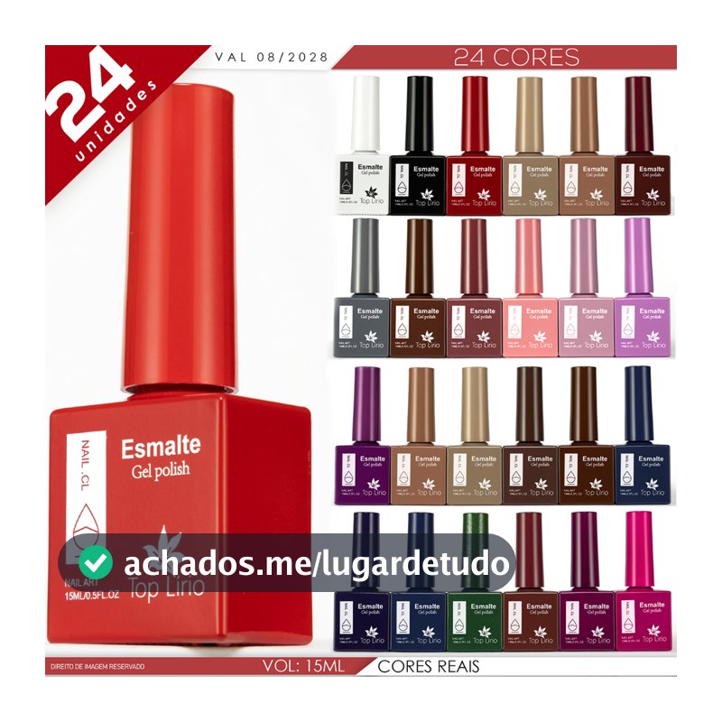 Kit 12 ou 24 Esmaltes em Gel TOP LIRIO 15ml LED UV Unhas Manicure Profissional LANÇAMENTO