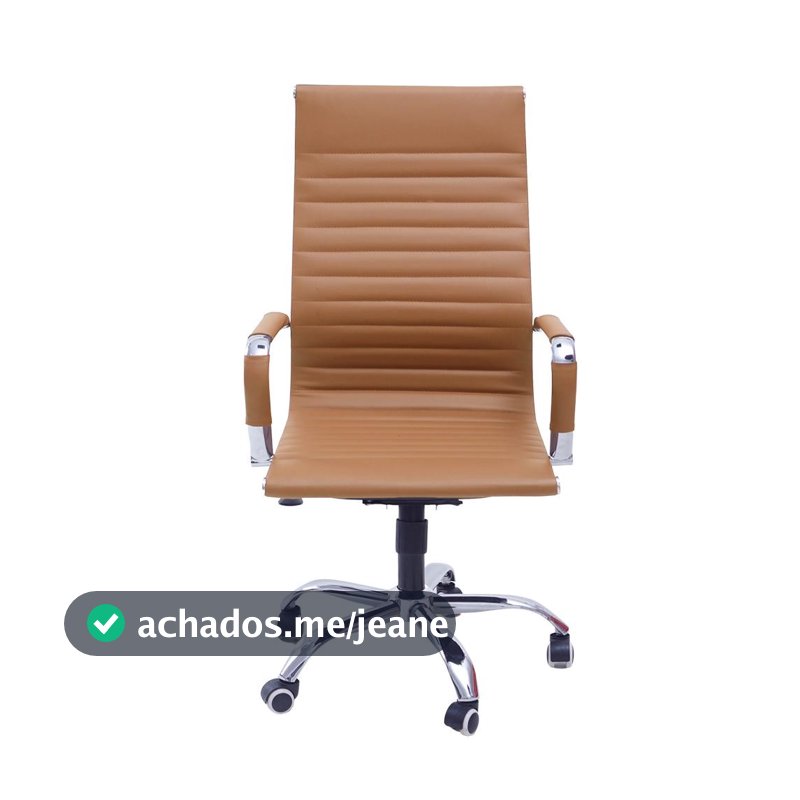 Cadeira de Escritório Esteirinha Base Cromada com Rodinha Fortt Praga Marrom - CEF02-M