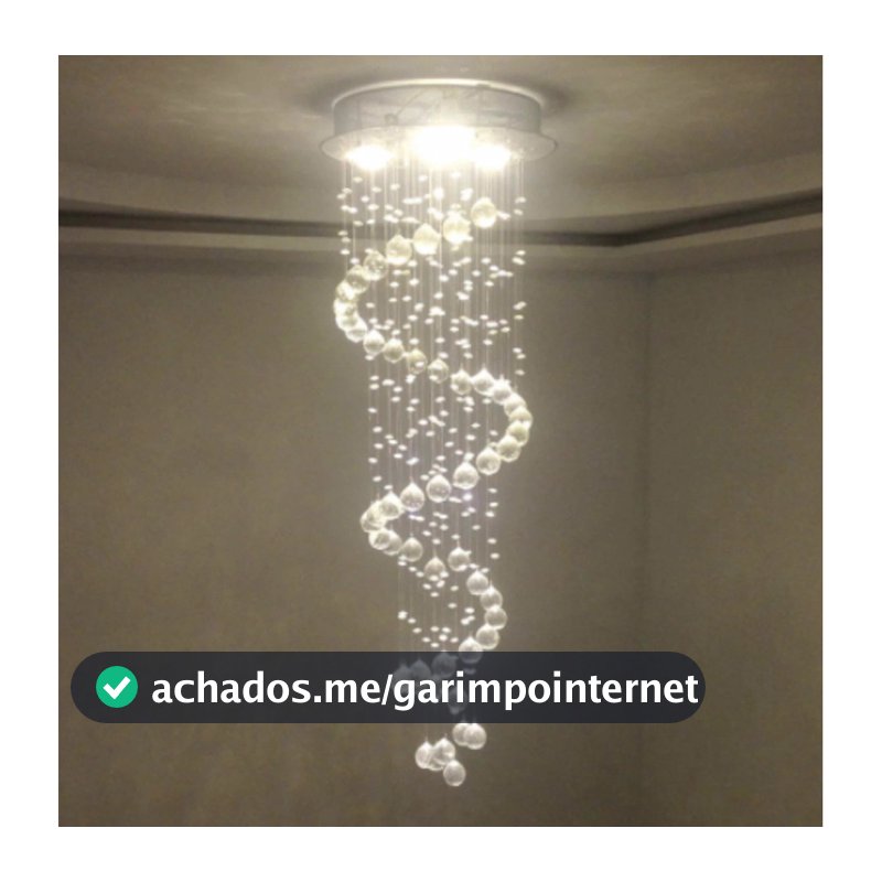 Lustre Espiral de Cristal K9 Legitimo para Sala de Jantar – Base 30cm Inox