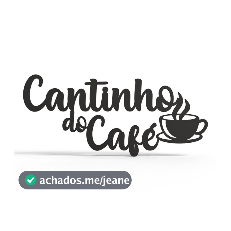Escrita Cantinho do Café Decoração De Parede Aplique Preto MDF Frase Decorativa Xícara