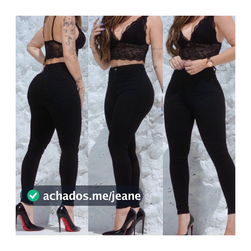 Calça preta jeans Feminina Skinny Levanta Bumbum perfeita