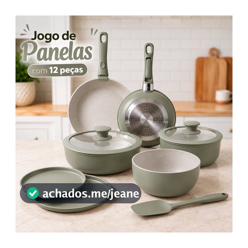 Jogo De Panelas 12 Peças Cerâmica, Indução, Antiaderente Com Tampa De Vidro Utensílios Cozinha Frigideira