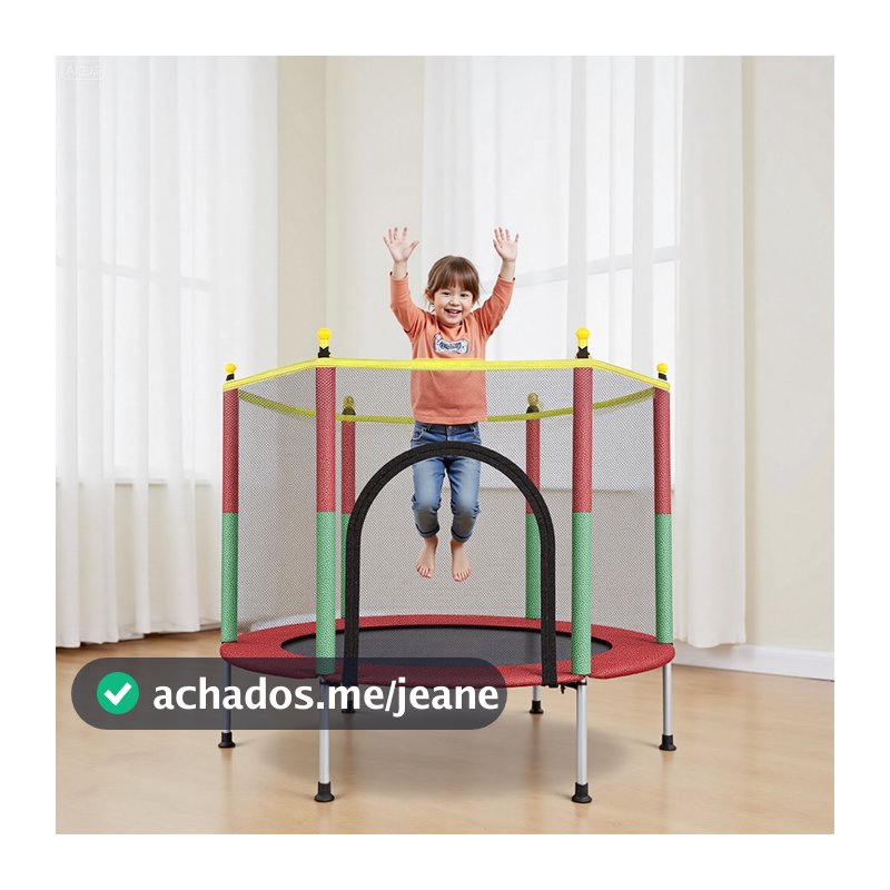 Trampolim Cama Elástica Capacidade de 120kg Rede de Proteção PE Reforçada  36 Molas Tambor  Diversão  Toda a Família