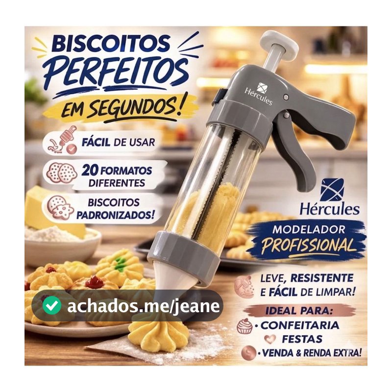 Máquina Biscoiteira Manual 20 Peças Modelador de Biscoitos 13 Discos 6 Bicos Confeitaria Recheio Churros