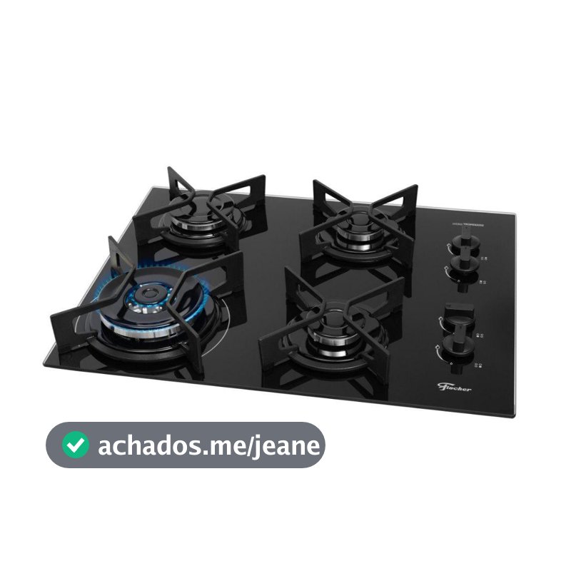 Cooktop a Gás Fischer 4 Bocas Fit Line Tripla Chama Trempe Iron Bivolt
