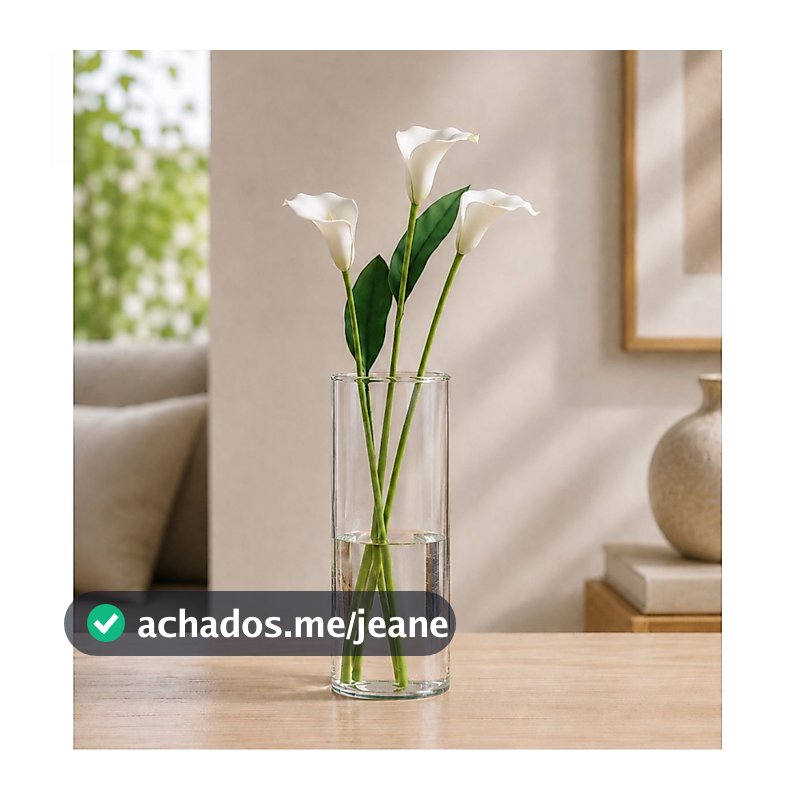 vaso de vidro cilíndrico decorativo tubo transparente 22cm arranjo flores