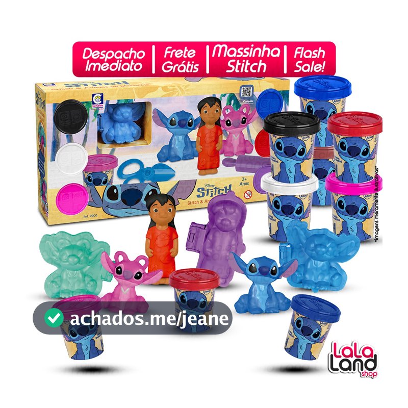 Kit Massinha Lilo & Stitch e Amigos Angel Disney Brinquedo Cotiplás Original Disney C/ Forminhas