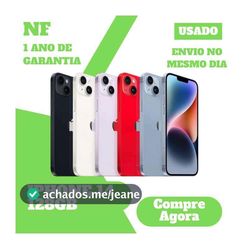 Usado: Apple iPhone 14 14 PLUS 128GB 256GB 512GB Desbloqueado 1 Ano de Garantia