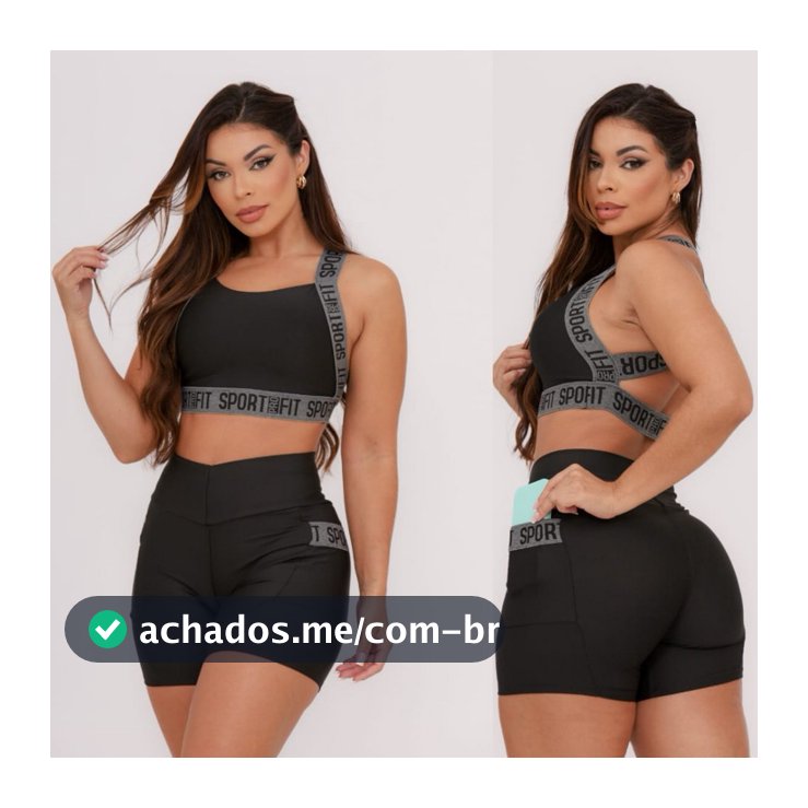 Conjunto Fitness Academia Feminino Top E Short De Academia Bolso Suplex
