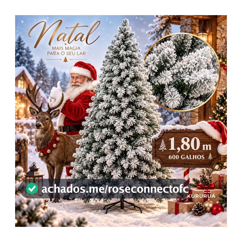Árvore De Natal Nevada 2,10 Metros Galhos Arvore Festa Decoração Natalina Luxo Pinheiro