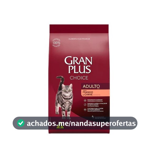 Ração GranPlus Choice Gatos Adultos Frango e Carne 10,1kg