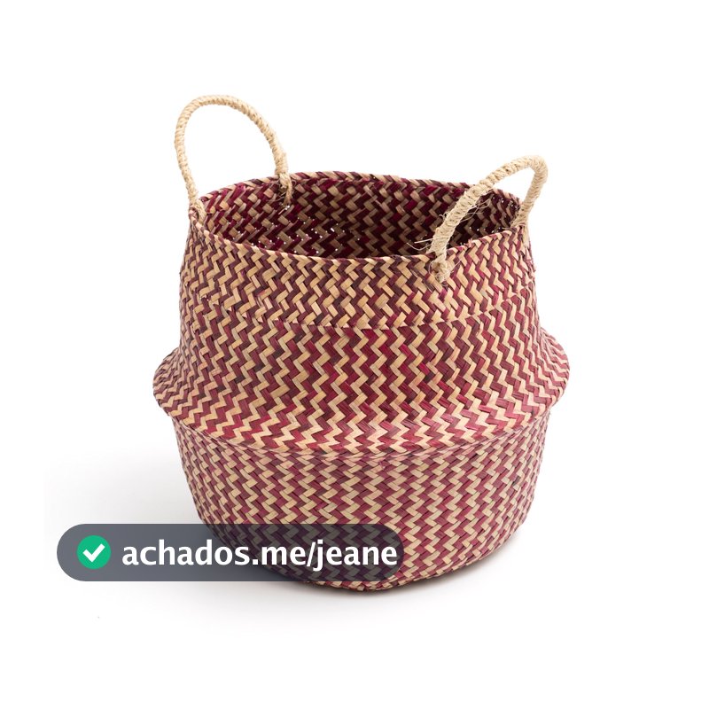 Cesto de Seagrass Vermelho 32cm com Alças - Oikos
