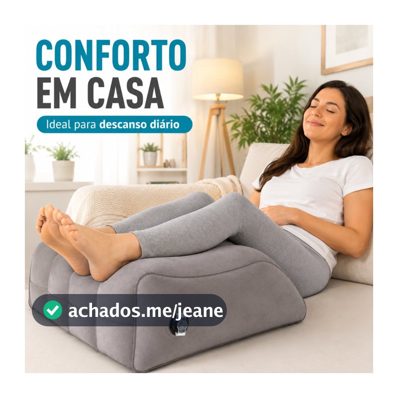 Almofada Inflável Ergonômica Apoio Pernas Pés Cunha Elevada Melhora Circulação Viagem