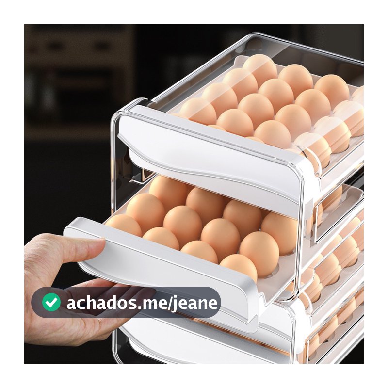 Gaveteiro Empilhável Porta Ovos Duplo 32/40 ovos  Cores para Cozinha Geladeira