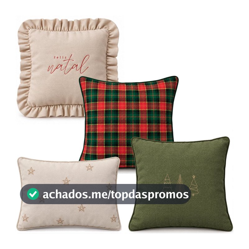 Kit 4 Capas de Almofadas Natal Farmhouse Clássico Xadrez - Verde Vermelho