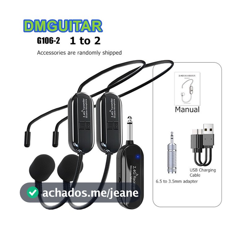 G106 2.4G Head-Mounted Microfone De Lapela Sem Fio Fone De Ouvido Para Alto-Falante Amplificador De Voz Professor Ensino