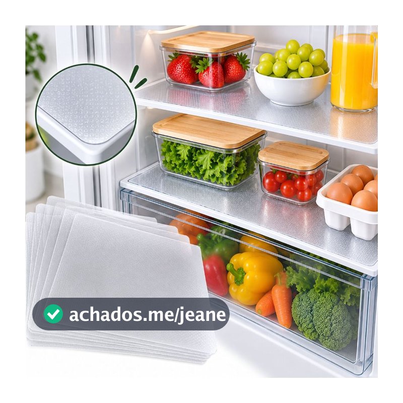 Kit 6 Tapetes Transparentes Multiuso Forro de Prateleiras Gaveta Geladeira Antiderrapante