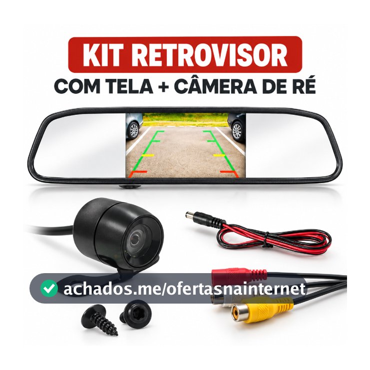 Retrovisor Visor Espelho Tela Lcd Veicular + Câmera De Ré