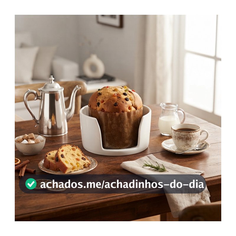 Porta Panetone/Chocotone Cerâmica Branco Mesa Posta Natal Com Abertura Para Servir Ideal Para Mesas De Cafés Scalla 2a