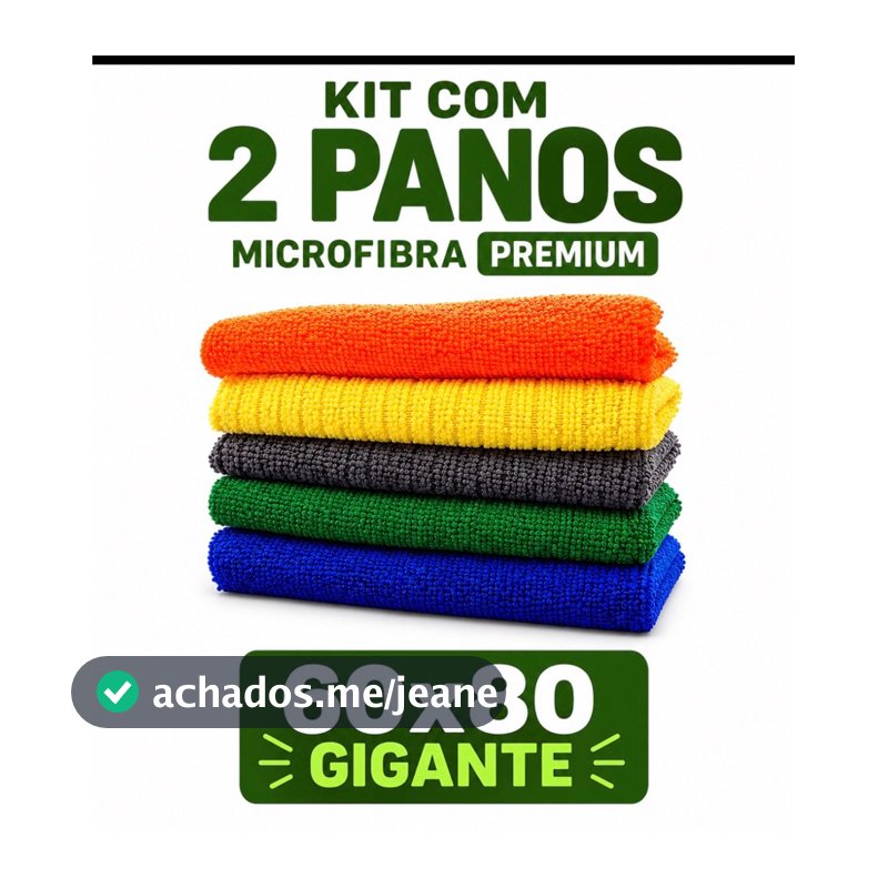 KIT 2 Panos Microfibra Premium Gigantes 60x80 para Limpeza e Cuidado com a Casa em Vários Cores
