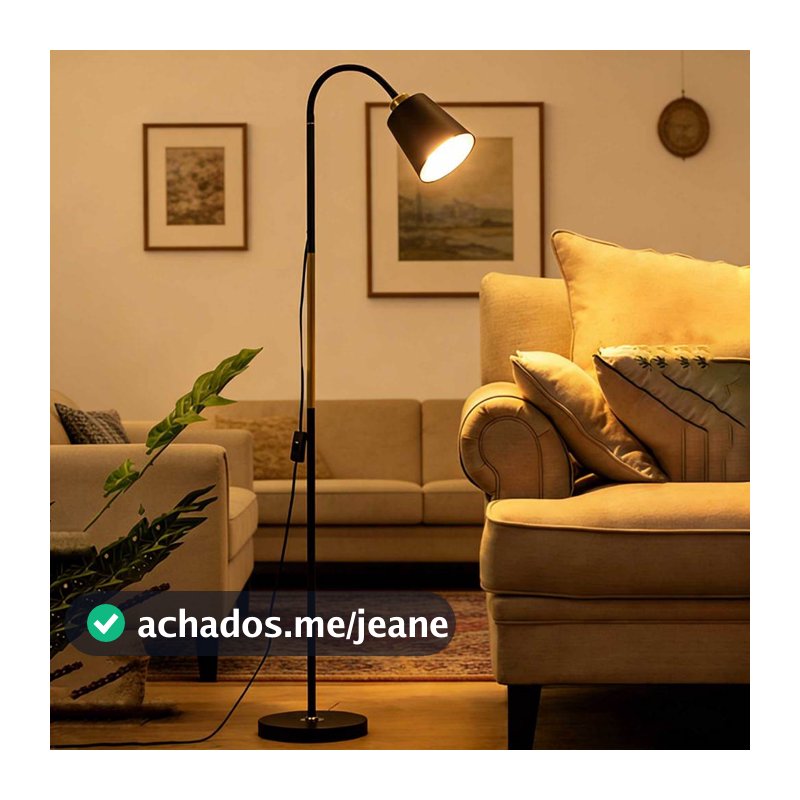 Luminária de Chão LED Cabeçote 360° Giratório Estrutura Metálica Ideal para Sala Quarto Escritório e Ambiente de Estudo