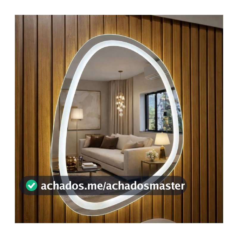Espelho Orgânico Deslumbre LED 3 CORES Moderno Luxo Jateado Eclipse Borda Infinita