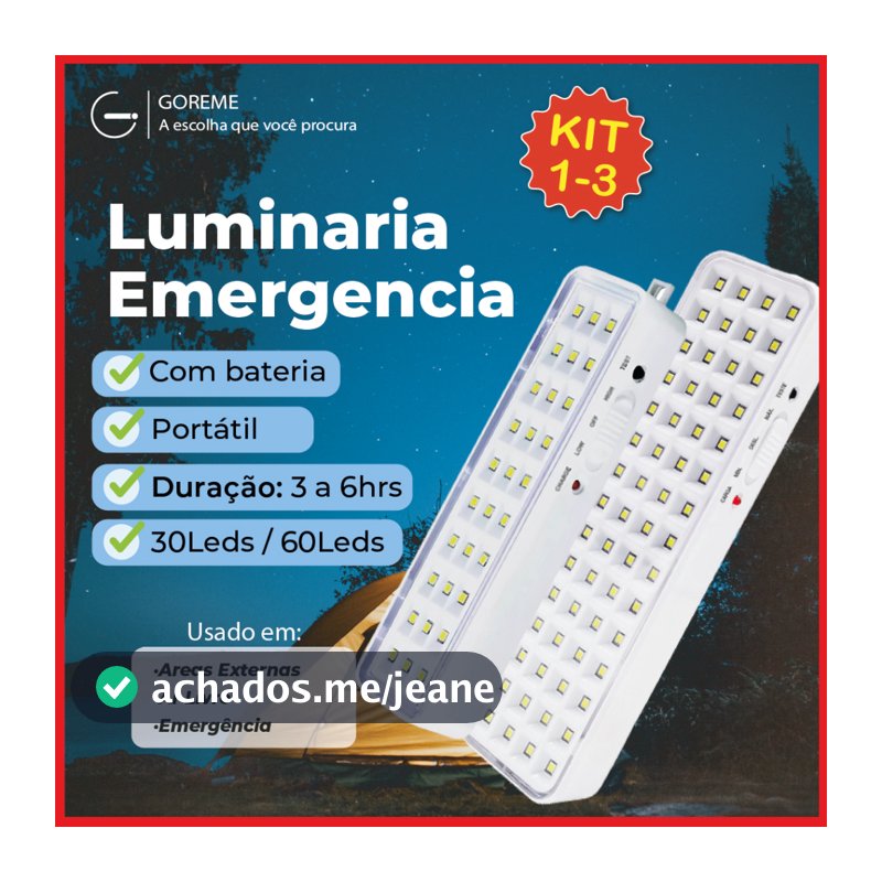 Luminária Emergência Lâmpada 30 ou 60 Leds Recarregável Bivolt Luz Branca Fria