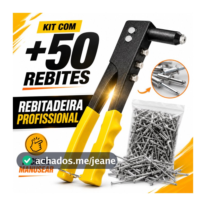 Rebitadeira Manual Profissional Alicate Rebitador 4 Bicos + 50 Rebites 2.4-4.8mm