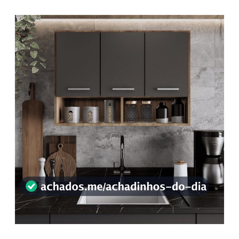 Armário 3 Portas Organizador Multiuso Pronta Entrega Com Nicho para Canecas Móveis Bonatto