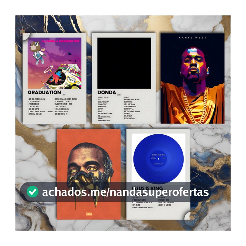 Quadro Decorativo Placas Kanye West Quadro Discografia Album em MDF 30x20cm Full HD