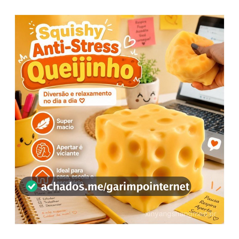 Brinquedo Squishy de Queijo Antiestresse, Bloco Macio para Apertar, Brinquedo Sensorial, Presente Criativo Infantil