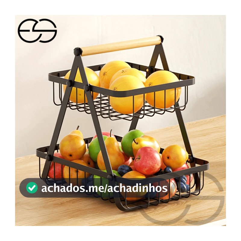 Fruteira de Mesa ou Cesto Multiuso Cesta de metal portátil Organizador para Casa Cozinha Escritório ES