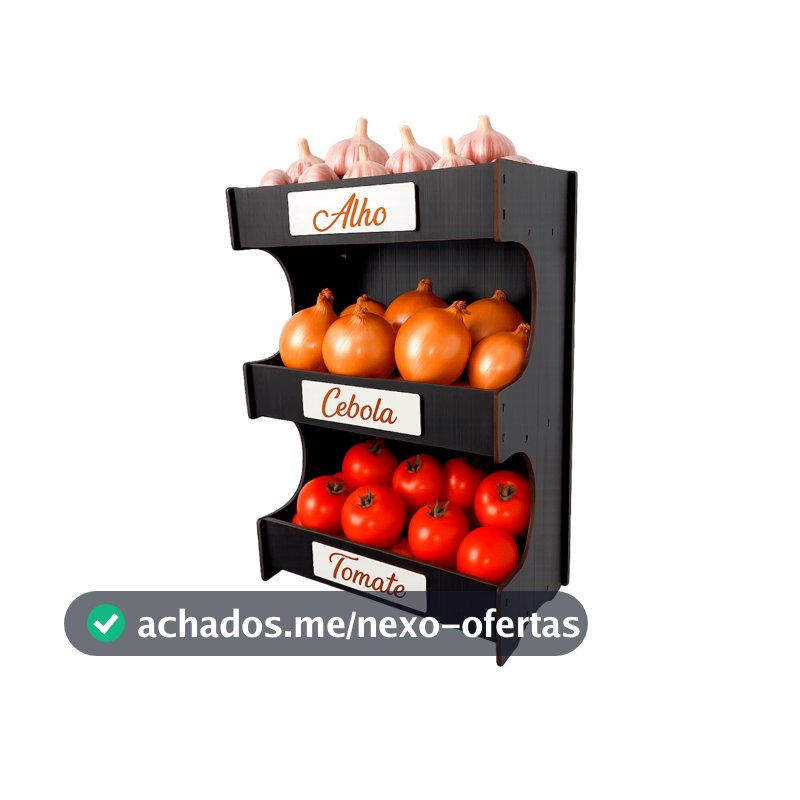 Fruteira Organizador Parede Cozinha Alho Cebola Tomate Madeira Cozinha Gourmet