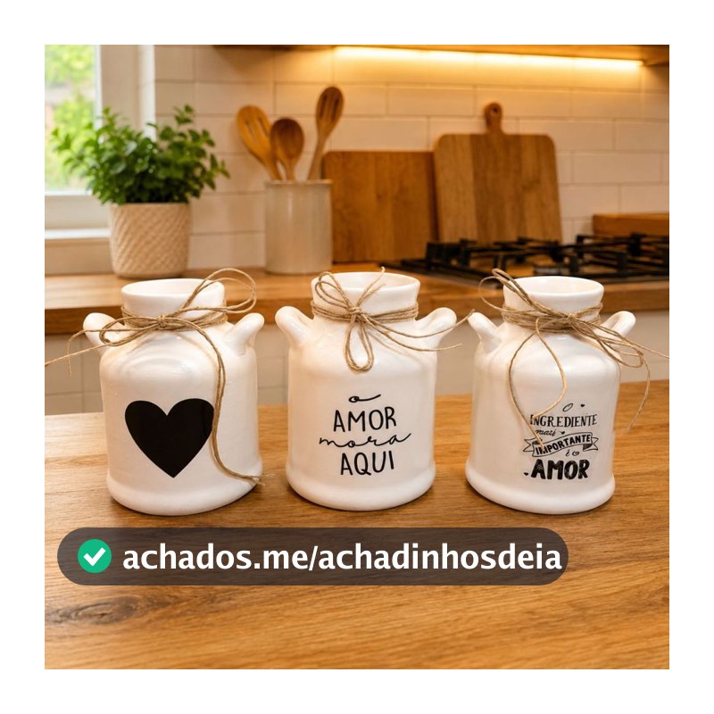 Kit 3 Leiteiras Branca Decorativa Cozinha Porta Talher Arranjo Flores