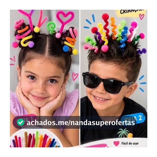 KIT HASTES CHENILLE COLORIDAS – CABELO MALUCO INFANTIL PARA PENTEADOS CRIATIVOS