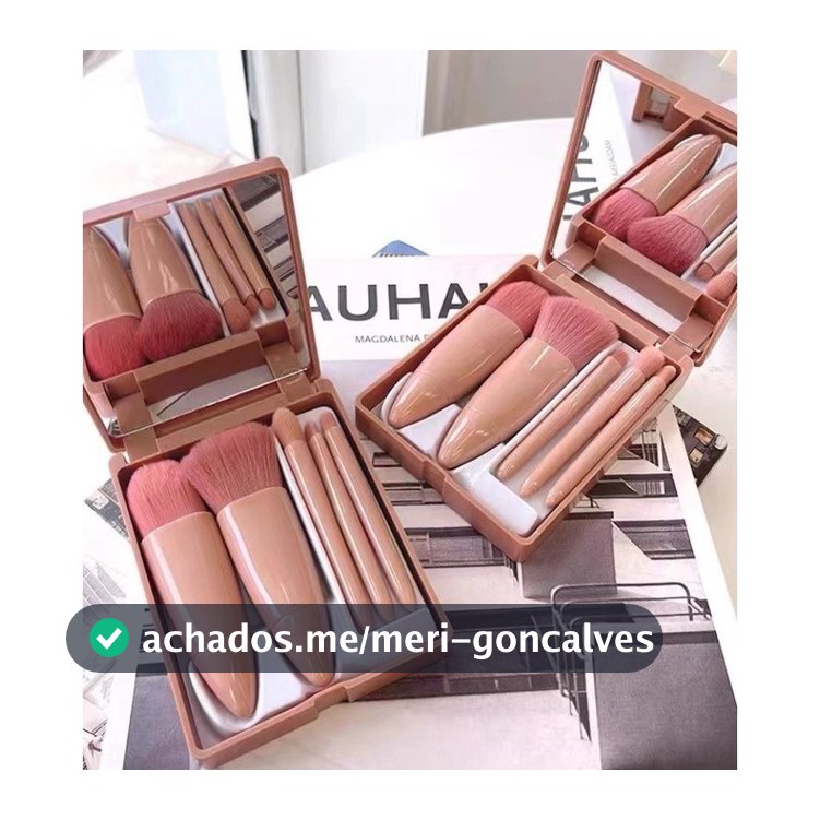 Kit 5  de pincéis Para maquiagem Com espelho super sofisticado