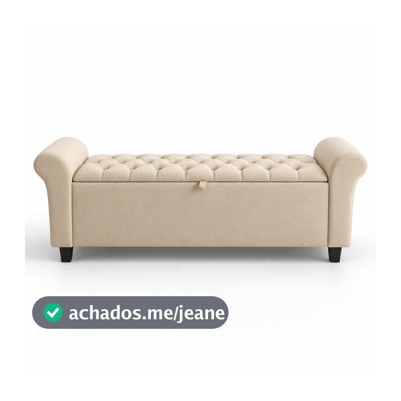 Baú Recamier Divã Paris Capitonê 150cm Para Cama Queen Tecido Suede Estrutura em Madeira  - AV