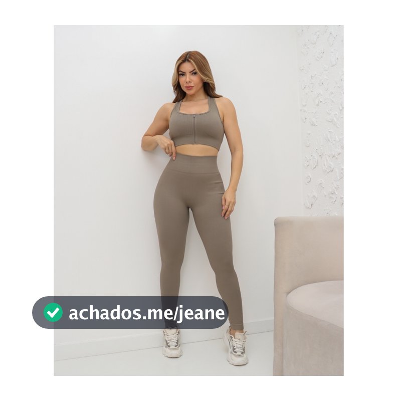 Conjunto Academia Feminino Esportivo Poliamida Canelado Fitness Elástico Ziper 3RD SD1693
