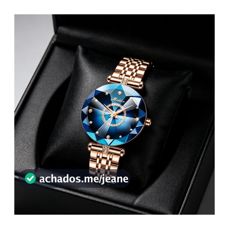 Relógio feminino de pulso quartzo elegante pedras brilhantes resistente agua pulseira aço presente para festa e uso diár