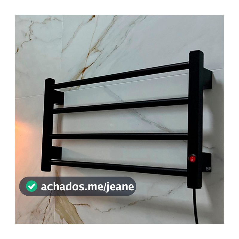 Toalheiro Elétrico Térmico Em Alumínio Aquecido Para Toalhas, Cores Preto, Branco e Prata Tem Shop