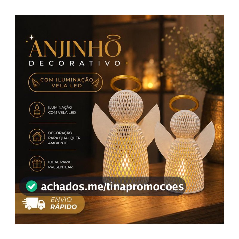 Anjinho Decorativo com Vela Led Decoração Religiosa Presente Batizado Anjo da Guarda