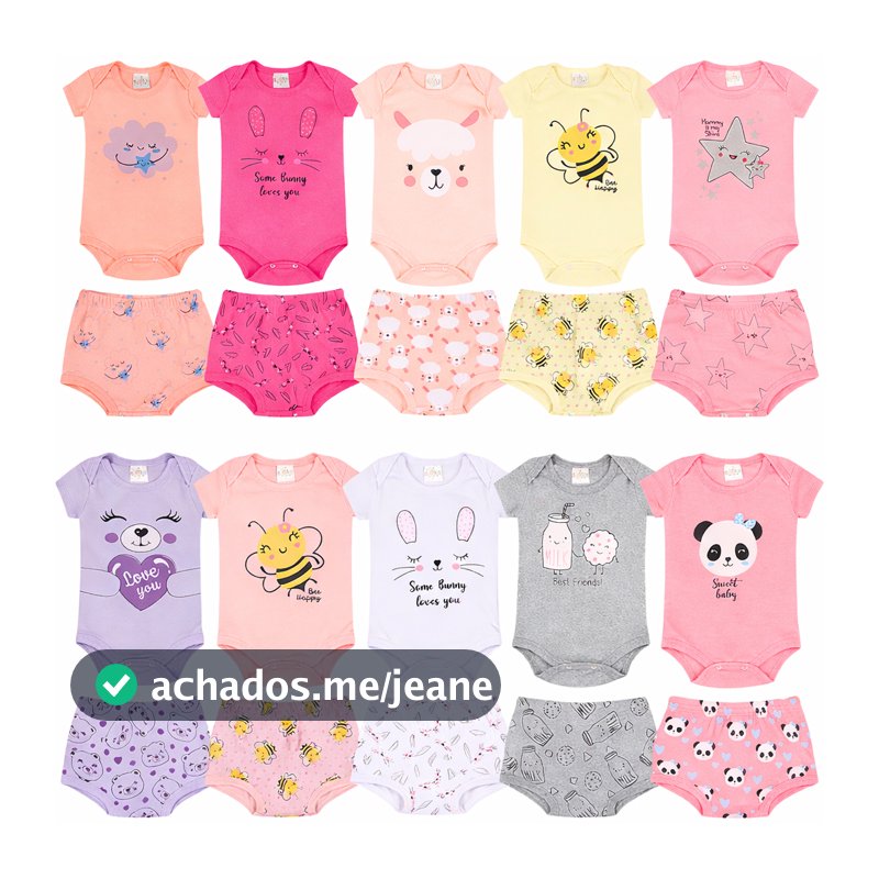 kit 10 peças body + shorts menina 5 body+5 shorts- 5 conjuntos feminino roupa infantil